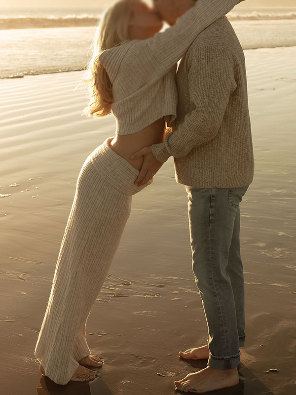 Chic- Off Shoulder Two Pieces Bodycon Knit Maternity Sweater Maxi Dress