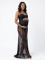 Black Corset Bustier Sheer Lace Maternity Gown