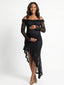 Black Lace Off-Shoulder Bodycon Maternity Maxi Dress