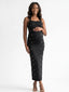 Black Rhinestone-Embellished Halter Maternity Column Gown