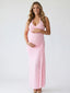 Blush Pink Halter Neck Ruched Draped Maternity Maxi Dress