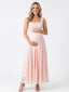 Blush Pink Lace Button-Front Belt A-line Tank Maternity Maxi Dress
