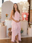 Blush Pink Halter Ruffle Layer Maternity Maxi Dress