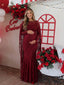 Burgundy Floral Lace Maternity Maxi Dress with Cape
