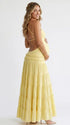 butter yellow maternity dress backless one shoulder tiered ruffle maxi summer baby shower dress