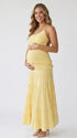 butter yellow maternity dress backless one shoulder tiered ruffle maxi summer baby shower dress
