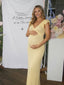 Butter Yellow Crochet Ruffle Flutter Sleeve Maternity Maxi Dress