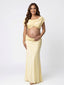 Butter Yellow Draped Two-Piece Maternity Maxi Set — Editorial Photoshoot Gown