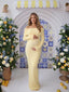 Butter Yellow Off Shoulder Knit Ruched Maternity Maxi Dress
