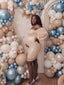 Champagne Sequin Off Shoulder Plus Size Maternity Mini Dress with Chiffon Sleeves
