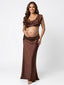 Chocolate Brown Draped Two-Piece Maternity Maxi Set