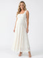 Cream Lace Button-Front Belt A-line Tank Maternity Maxi Dress
