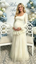 Apricot maternity dress,  Baby shower dress, Long sleeves maternity dress, mesh maternity maxi dress, gender reveal dress