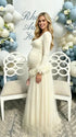 Apricot maternity dress,  Baby shower dress, Long sleeves maternity dress, mesh maternity maxi dress, gender reveal dress