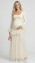 Apricot maternity dress,  Baby shower dress, Long sleeves maternity dress, mesh maternity maxi dress, gender reveal dress