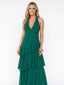 Emerald Green Tiered Ruffle Backless Maternity Maxi Dress