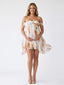 Floral Off Shoulder Ruffled Backless Maternity Mini Dress