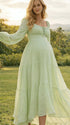 Green Pregnancy Dress – Elegant Maternity Photoshoot Gown