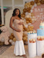 Khaki Rhinestone & Pearl Cami Mermaid Maternity Maxi Dress