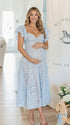 light blue lace maternity baby shower dress