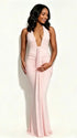 light pink maternity maxi dress halter deep v backless knit bodycon stretch pregnancy dress photoshoot gown