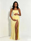 Light Yellow Strapless Maternity Maxi Dress — Ruched Pregnancy Gown