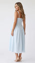 Light Blue Gingham Maternity Maxi Dress – Spaghetti Strap Adjustable Flowy Princess Dress for Photoshoot
