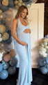 Light blue baby shower dress-bump friendly wedding guest dresses and maternity dress