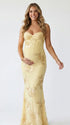 lemon yellow embroidered maternity dress mermaid lace up back floral mesh pregnancy gown