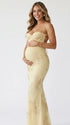 lemon yellow embroidered maternity dress mermaid lace up back floral mesh pregnancy gown