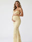 Lemon Yellow Embroidered Floral Bodycon Maternity Maxi Dress