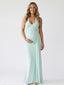 Mint Green Halter Neck Ruched Draped Maternity Maxi Dress