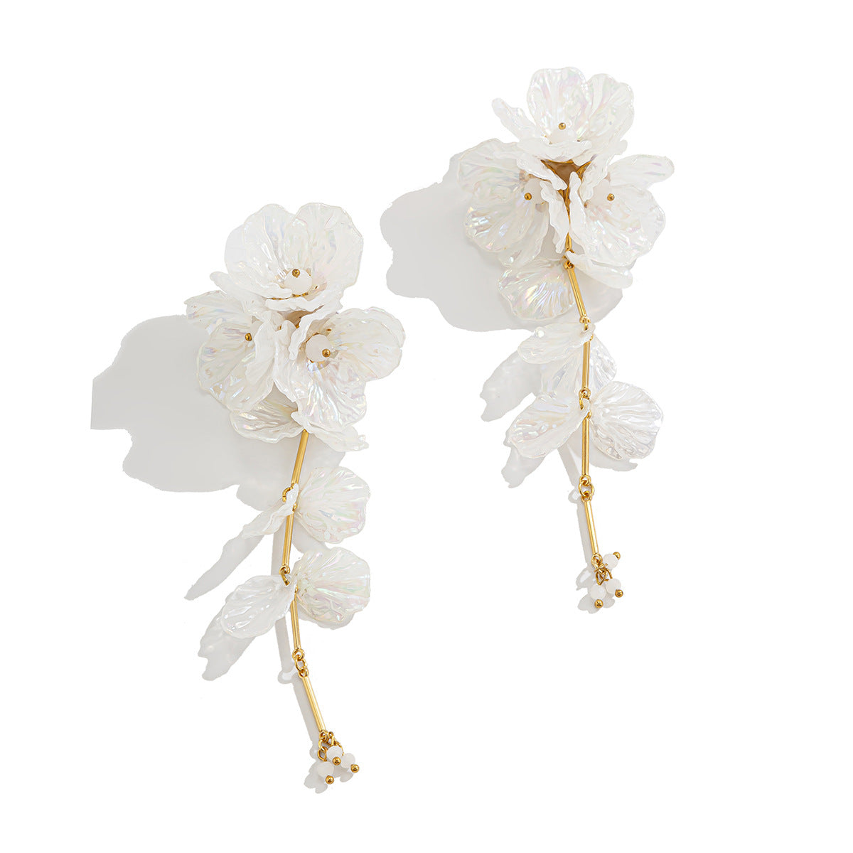 Bumplook White Petal Drop Earrings For Baby Shower Maternity Photoshoot