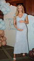  Boho Pastel Blue Crochet Maternity Maxi Dress for Babyshower 
