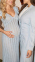  Boho Pastel Blue Crochet Maternity Maxi Dress for Babyshower 