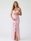 Pink Lace Halter Ruffle Mermaid Maternity Maxi Gown