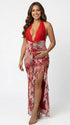 red floral lace maternity dress deep v halter backless bodycon maxi photoshoot gown