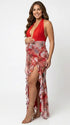 red floral lace maternity dress deep v halter backless bodycon maxi photoshoot gown