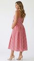 Red Gingham Maternity Maxi Dress – Adjustable Strap Flowy Princess Dress Stretch Baby Shower Outfit