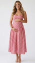 Red Gingham Maternity Maxi Dress – Adjustable Strap Flowy Princess Dress Stretch Baby Shower Outfit