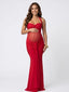 Red Sheer Mesh Ruched Draped Halter Maternity Maxi Dress