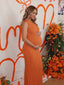 Rust Orange One Shoulder Knit Maternity Maxi Dress