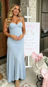 sky blue maternity dress maxi sleeveless cross back adjustable straps flowy stretch pregnancy dress photoshoot outfit