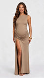 Beige maternity maxi dress 