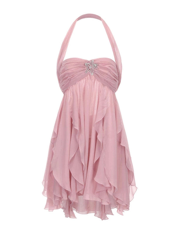 Violet Off Shoulder Ruffled Backless Maternity Mini Dress