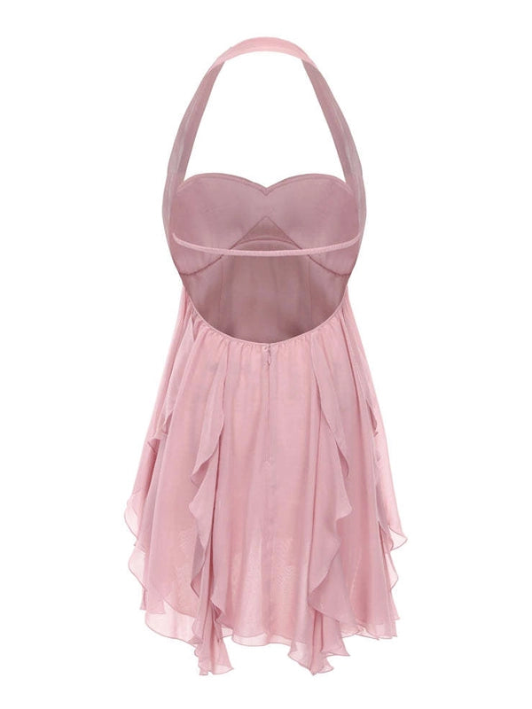 Violet Off Shoulder Ruffled Backless Maternity Mini Dress