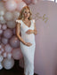 White Crochet Ruffle Flutter Sleeve Maternity Maxi Dress