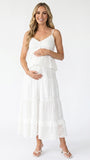 White Eyelet Lace Big Swing Two-Piece Maternity Maxi Set