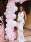 White Halter Maternity Maxi Dress with Ruched Tiered Ruffles