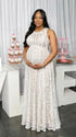 elegant white maternity dress lace high waist mermaid skirt sleeveless pregnancy photoshoot dress